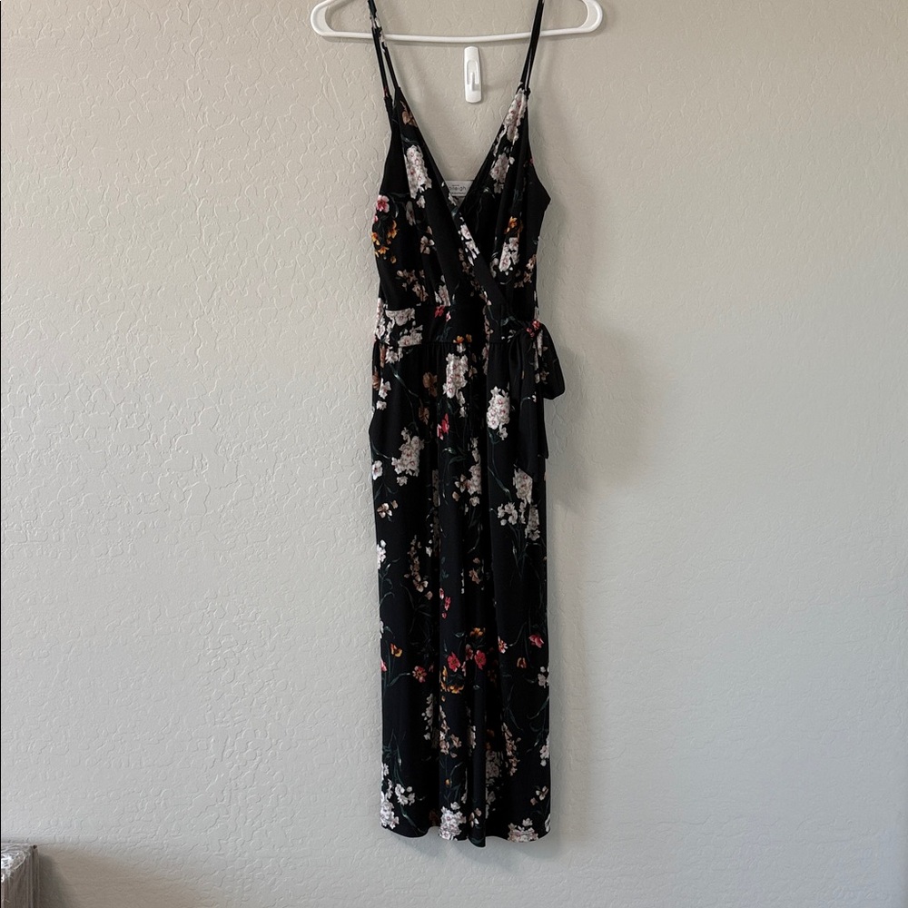 Kaileigh Black Floral Palazzo Jumpsuit.